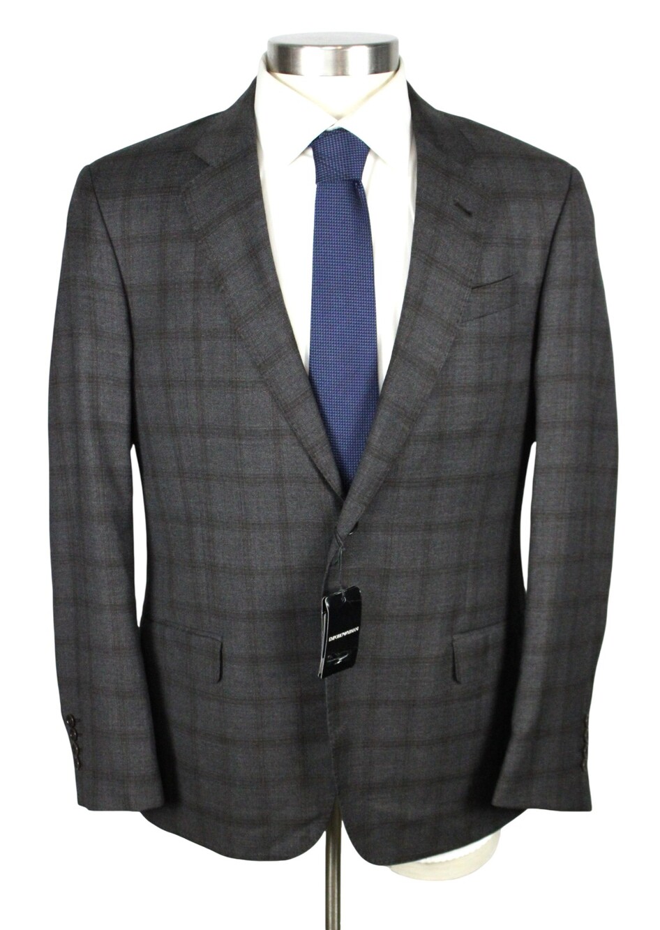 $1995 Emporio Armani G Line Suit Mens 42 R Mens Grey Brown Plaid Wool 2 Piece